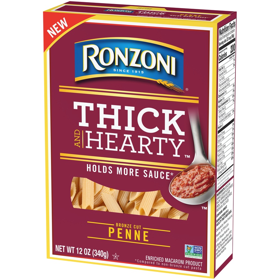 slide 5 of 8, Ronzoni Thick And Hearty Penne Paste, 12 oz