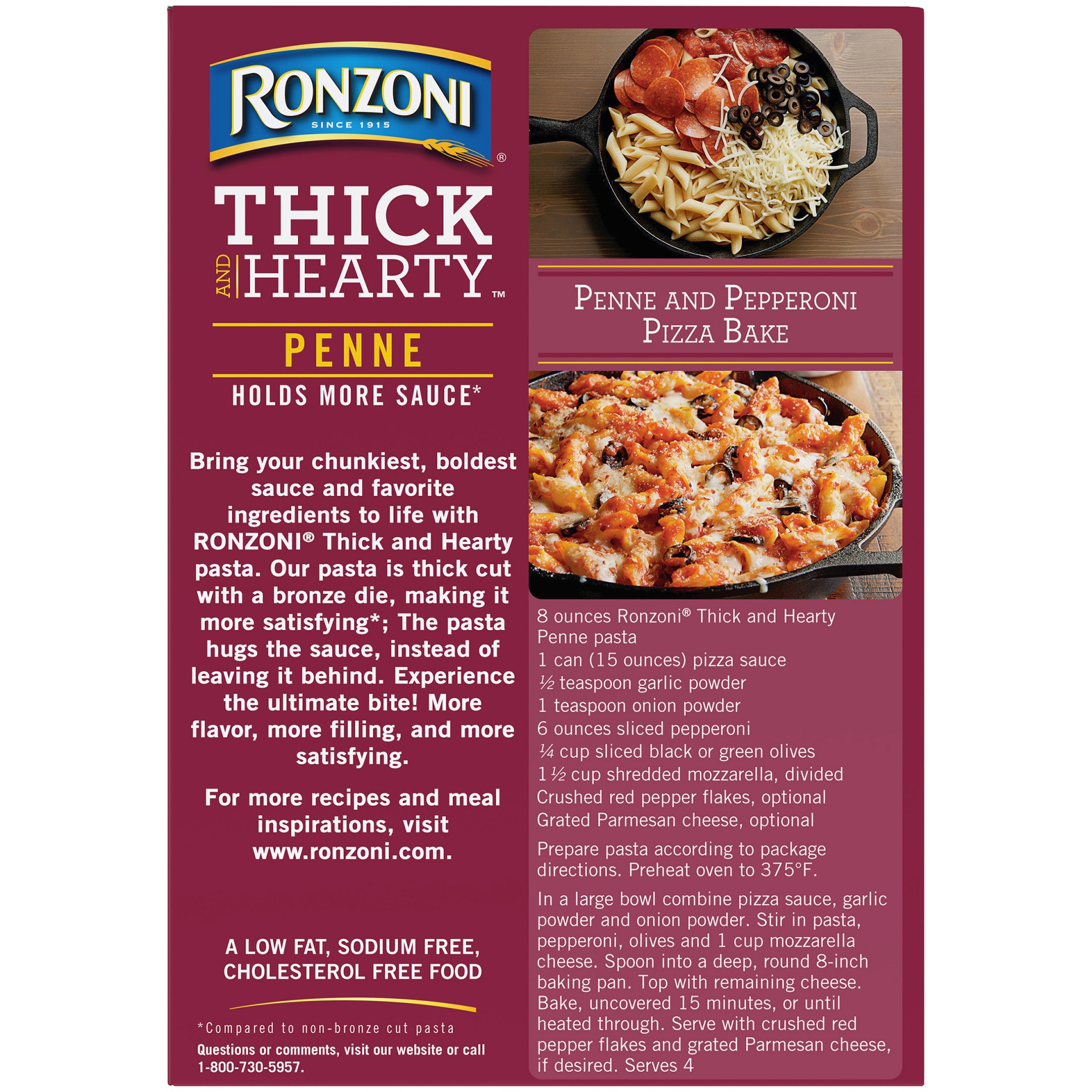 slide 8 of 8, Ronzoni Thick And Hearty Penne Paste, 12 oz