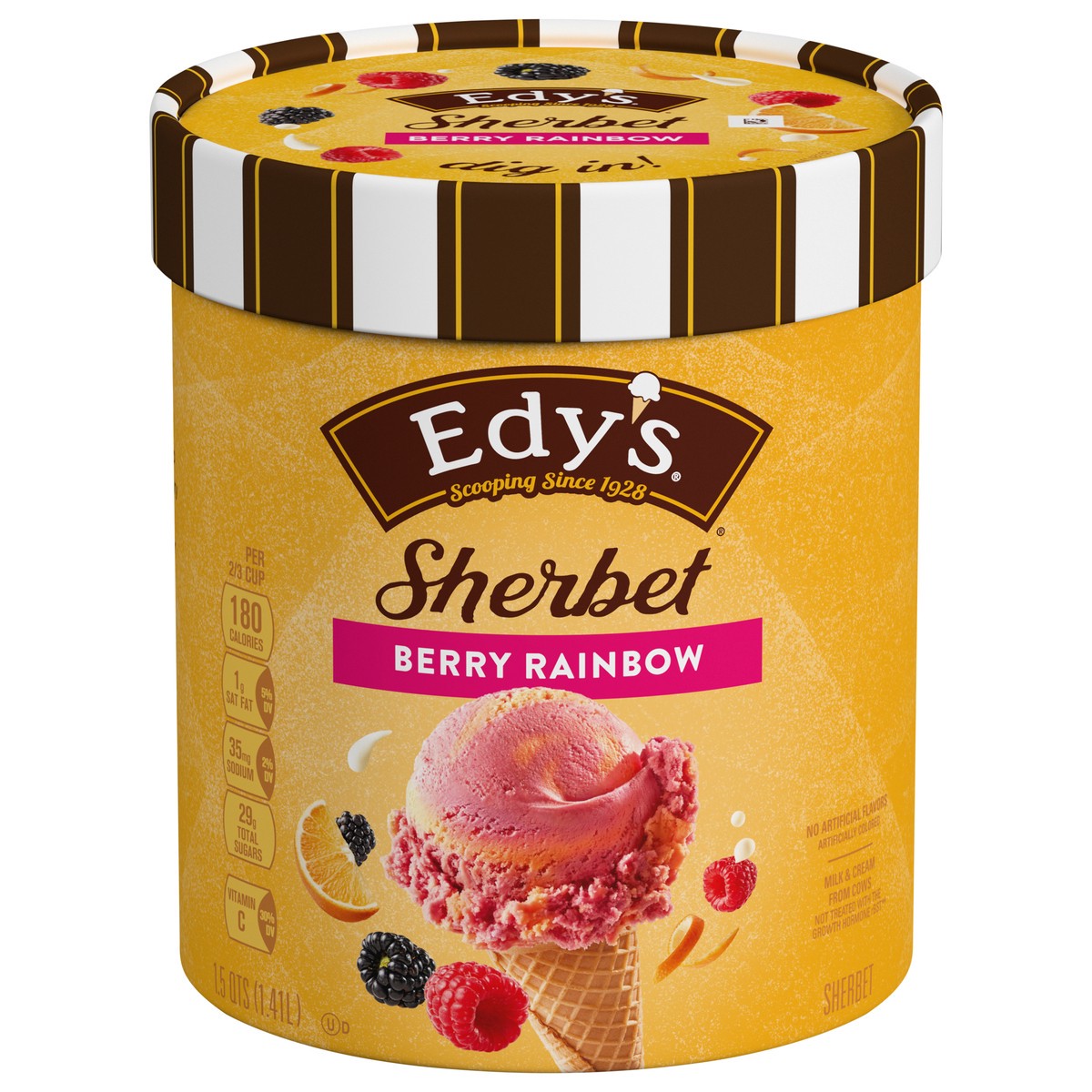 slide 1 of 5, Edy's Berry Rainbow Sherbet 1.5 qt, 48 oz