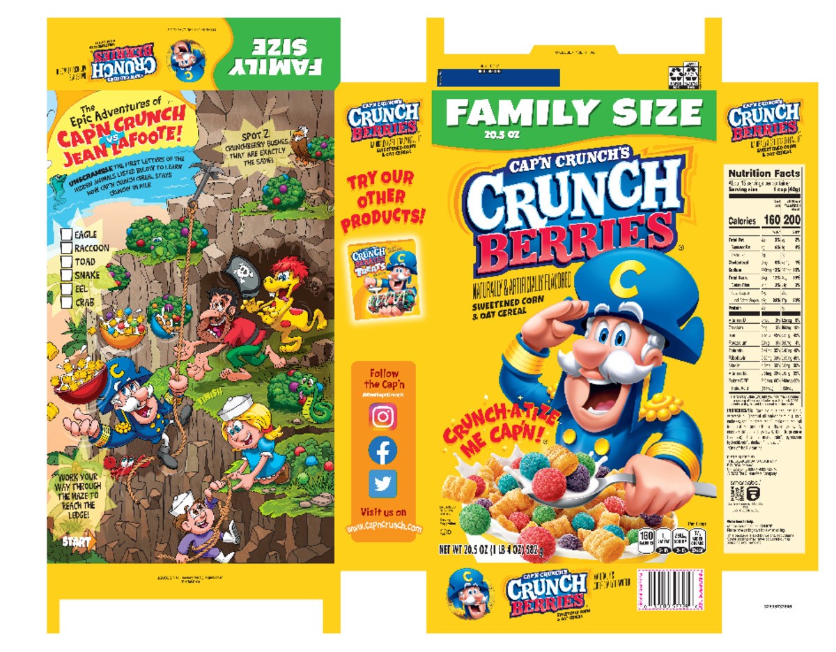 slide 2 of 12, Cap'n Crunch Sweetened Corn & Oat Cereal Crunch Berries Naturally & Artificially Flavored 20.5 Oz, 20.5 oz