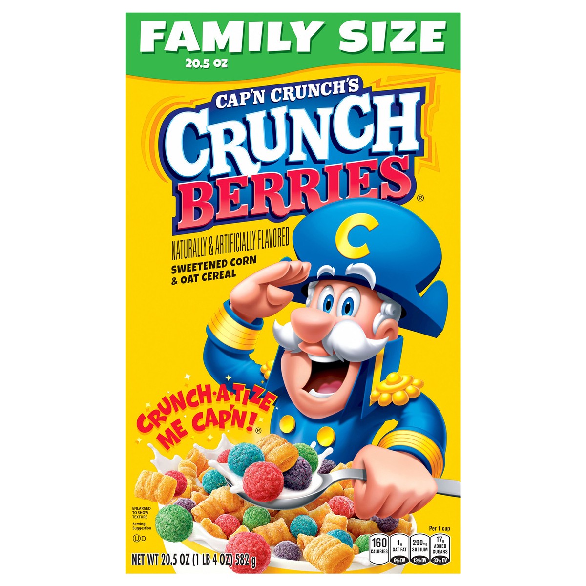 slide 7 of 12, Cap'n Crunch Sweetened Corn & Oat Cereal Crunch Berries Naturally & Artificially Flavored 20.5 Oz, 20.5 oz