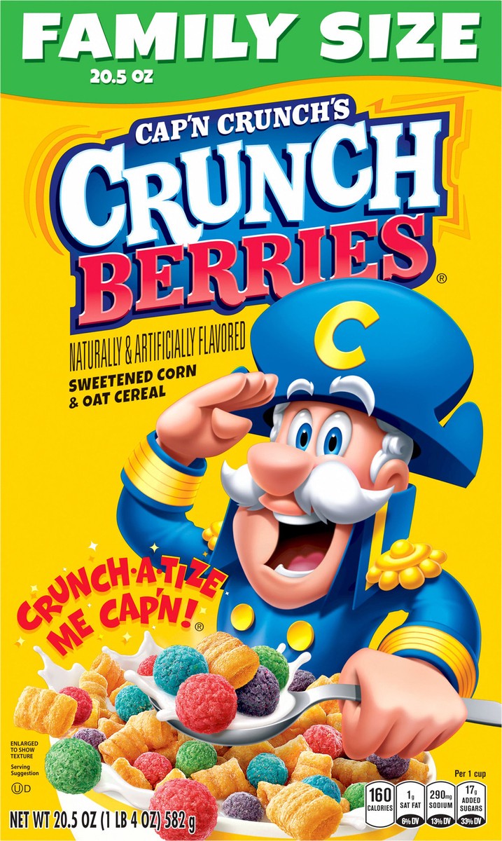 slide 4 of 12, Cap'n Crunch Sweetened Corn & Oat Cereal Crunch Berries Naturally & Artificially Flavored 20.5 Oz, 20.5 oz