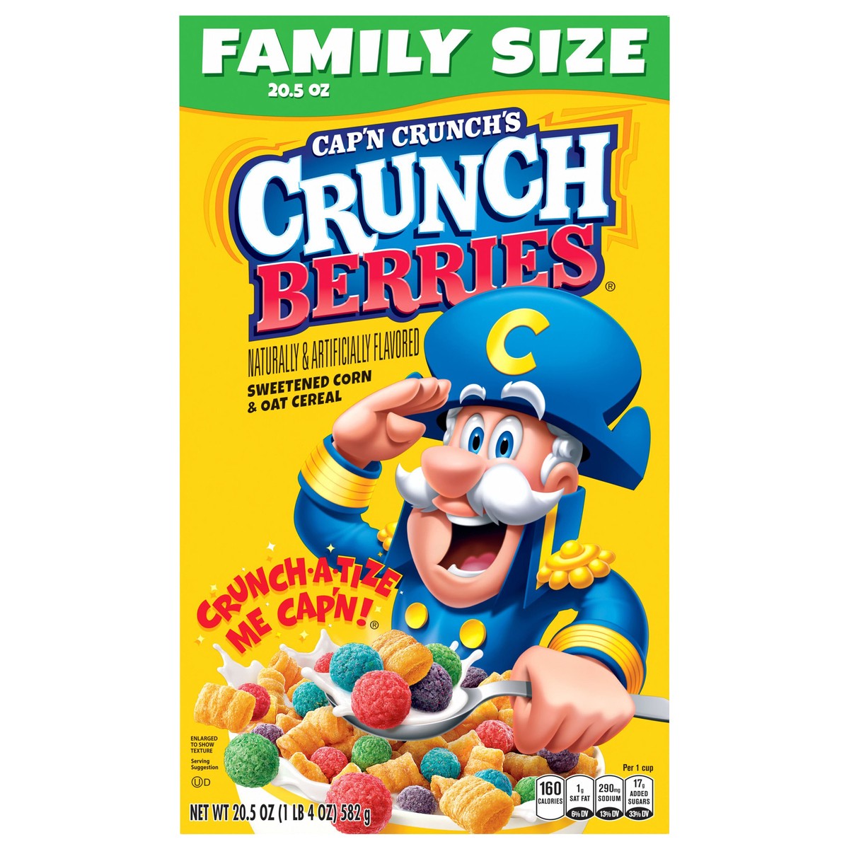slide 1 of 12, Cap'n Crunch Cap’n Crunch’s Sweetened Corn & Oat Cereal Crunch Berries Naturally & Artificially Flavored 20.5 Oz, 20.5 oz