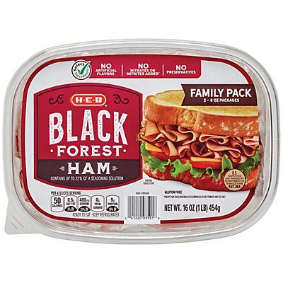slide 1 of 1, H-E-B Black Forest Ham Family Size Tub, 16 oz