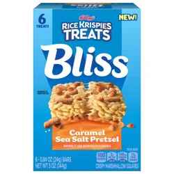 Rice Krispies Treats Bliss Crispy Marshmallow Squares, Snack Bars, Caramel Sea Salt Pretzel, 5oz Box, 6 Bars