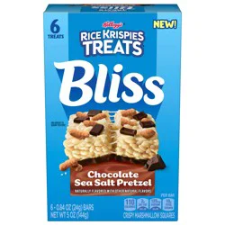 Rice Krispies Treats Bliss Crispy Marshmallow Squares, Snack Bars, Chocolate Sea Salt Pretzel, 5oz Box, 6 Bars