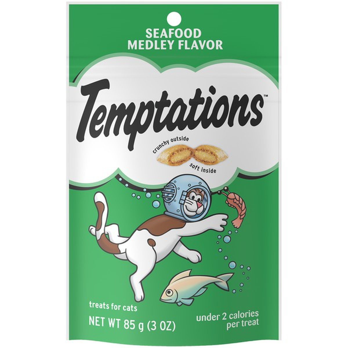 slide 1 of 1, Temptations Seafood Medley Cat Snacks & Treats, 3 oz