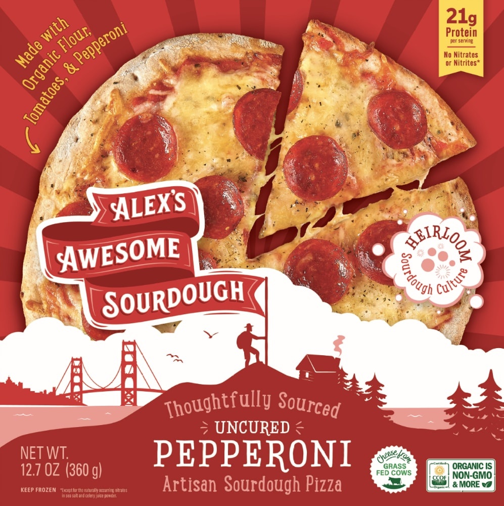 slide 1 of 1, Alex's Awesome Sourdough Pepperoni Frozen Pizza, 12.7 oz
