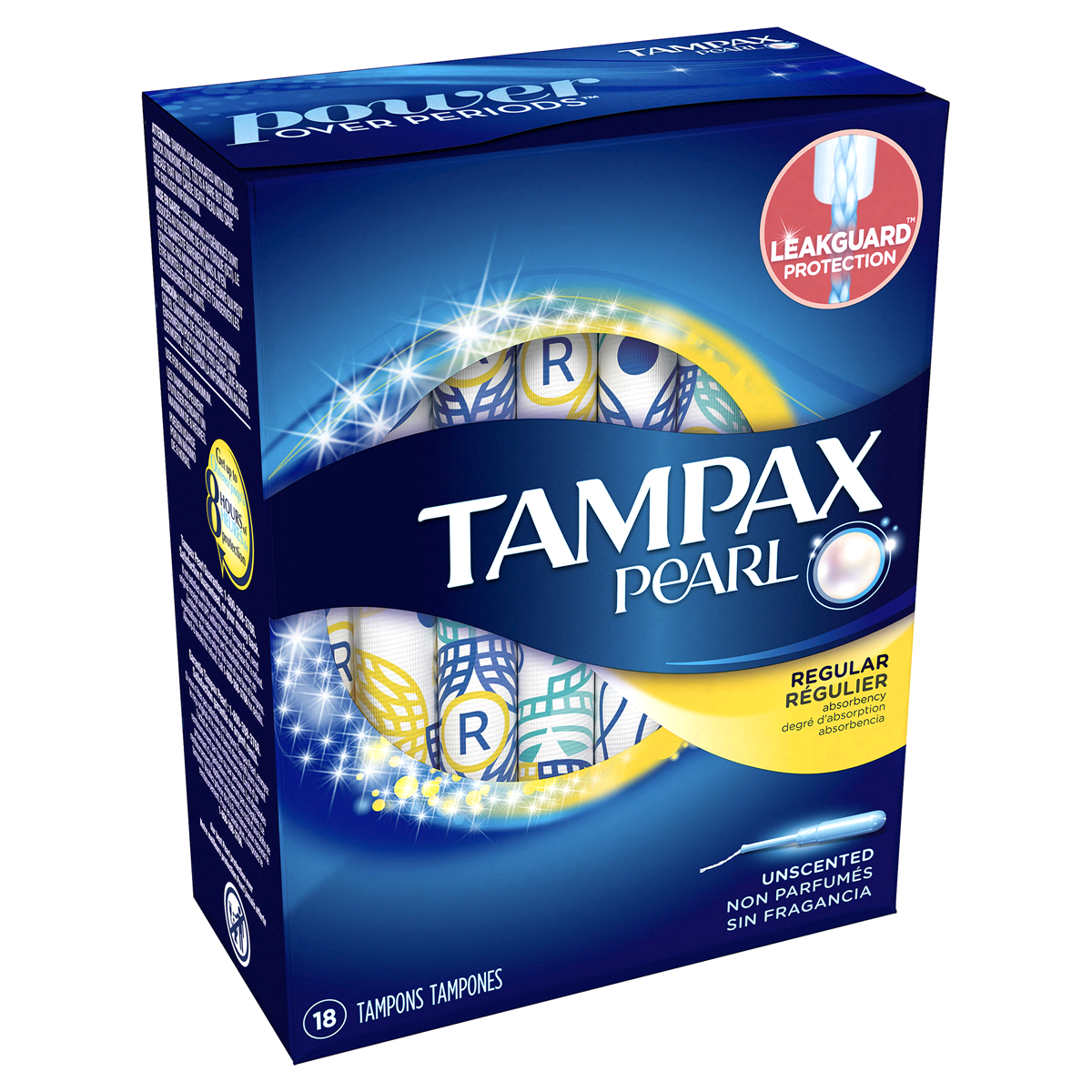 Tampax Pearl Tampons with LeakGuard Braid - Regular Absorbency - Unscented  - 18ct 18 ct