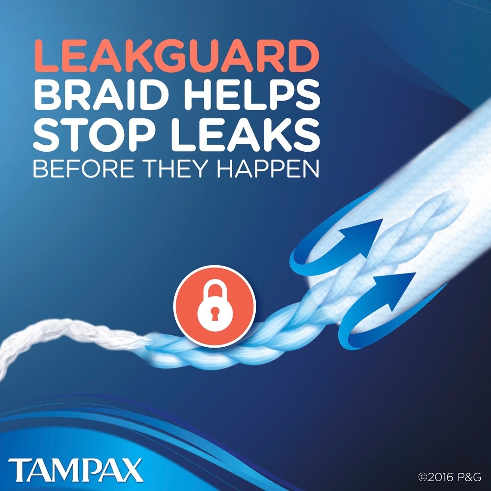 slide 6 of 8, Tampax Pearl Tampons with LeakGuard Braid - Regular Absorbency - Unscented - 18ct, 18 ct