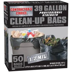 Contractor's Choice Contractor 39-Gallon Scent free Black Outdoor Plastic Construction Flap Tie Trash Bag 50 -Count