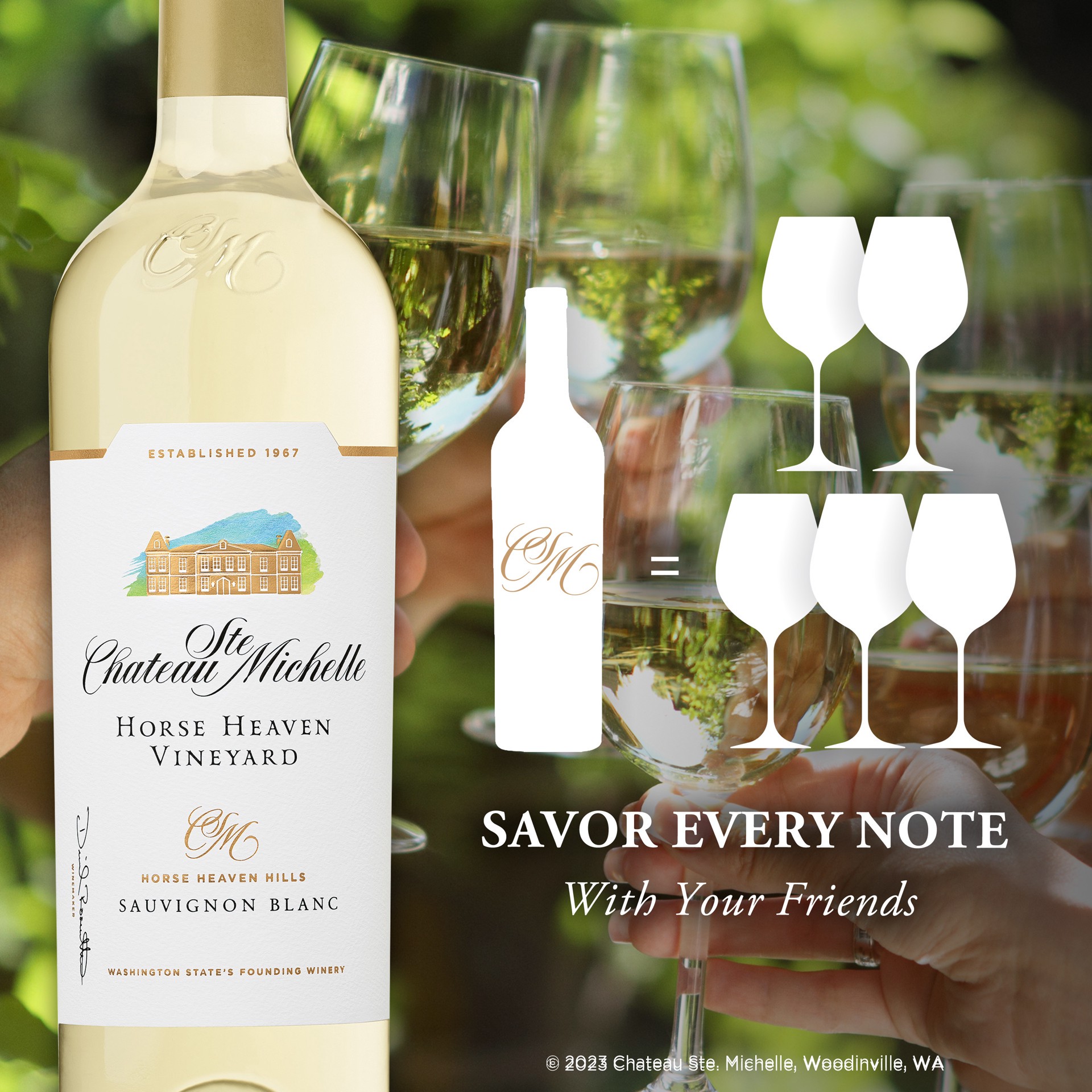 slide 8 of 8, Chateau Ste. Michelle Horse Heaven Hills Sauvignon Blanc, White Wine, 750 mL Bottle, 750 ml