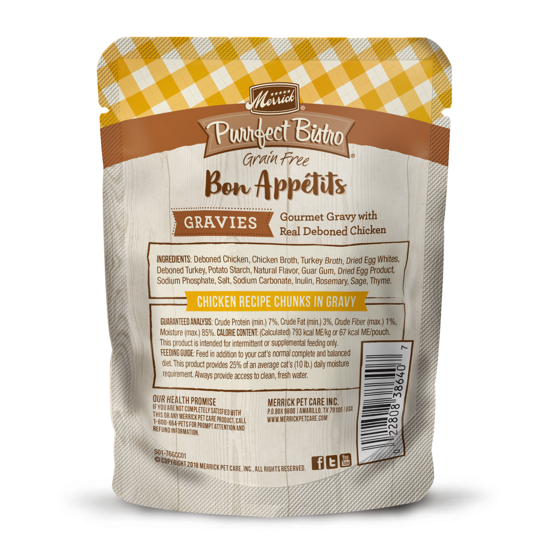 slide 3 of 4, Merrick Purrfect Bistro Bon Appetits Grain Free Wet Cat Food Chicken Recipe Chunks in Gravy - 3 oz Pouch, 3 oz