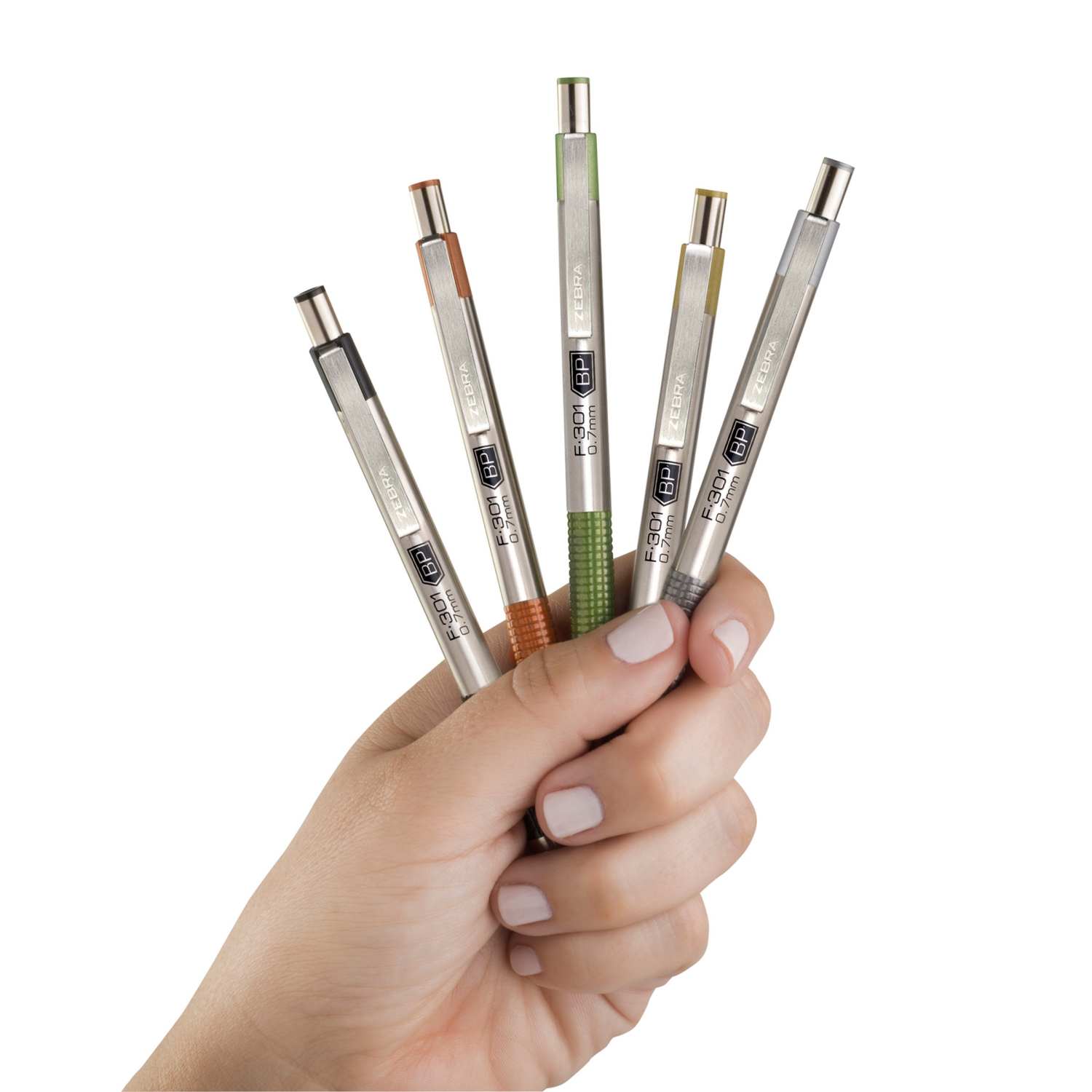 slide 3 of 3, ZEBRA F-301 RTB Ballpoint 0.7mm Asst Earthy Tone 4Pk, 4 ct