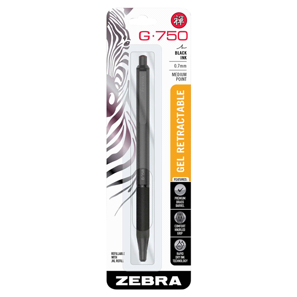slide 1 of 1, G-750 Gel Retractable 0.7mm Black, 1 ct