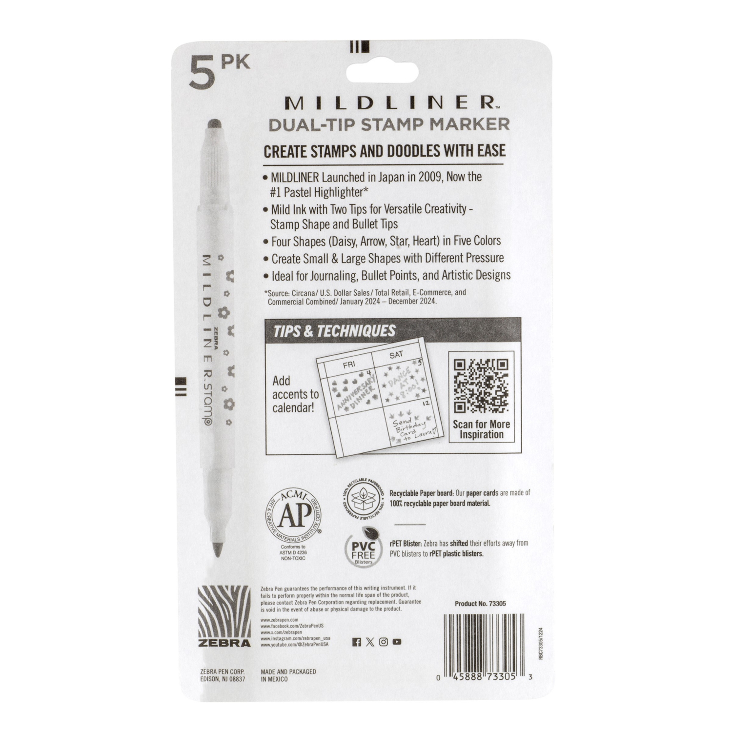 slide 2 of 3, Zebra Midliner Dual-Tip Stamp Marker 5Ct, 5 ct