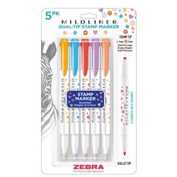 Zebra Midliner Dual-Tip Stamp Marker 5Ct