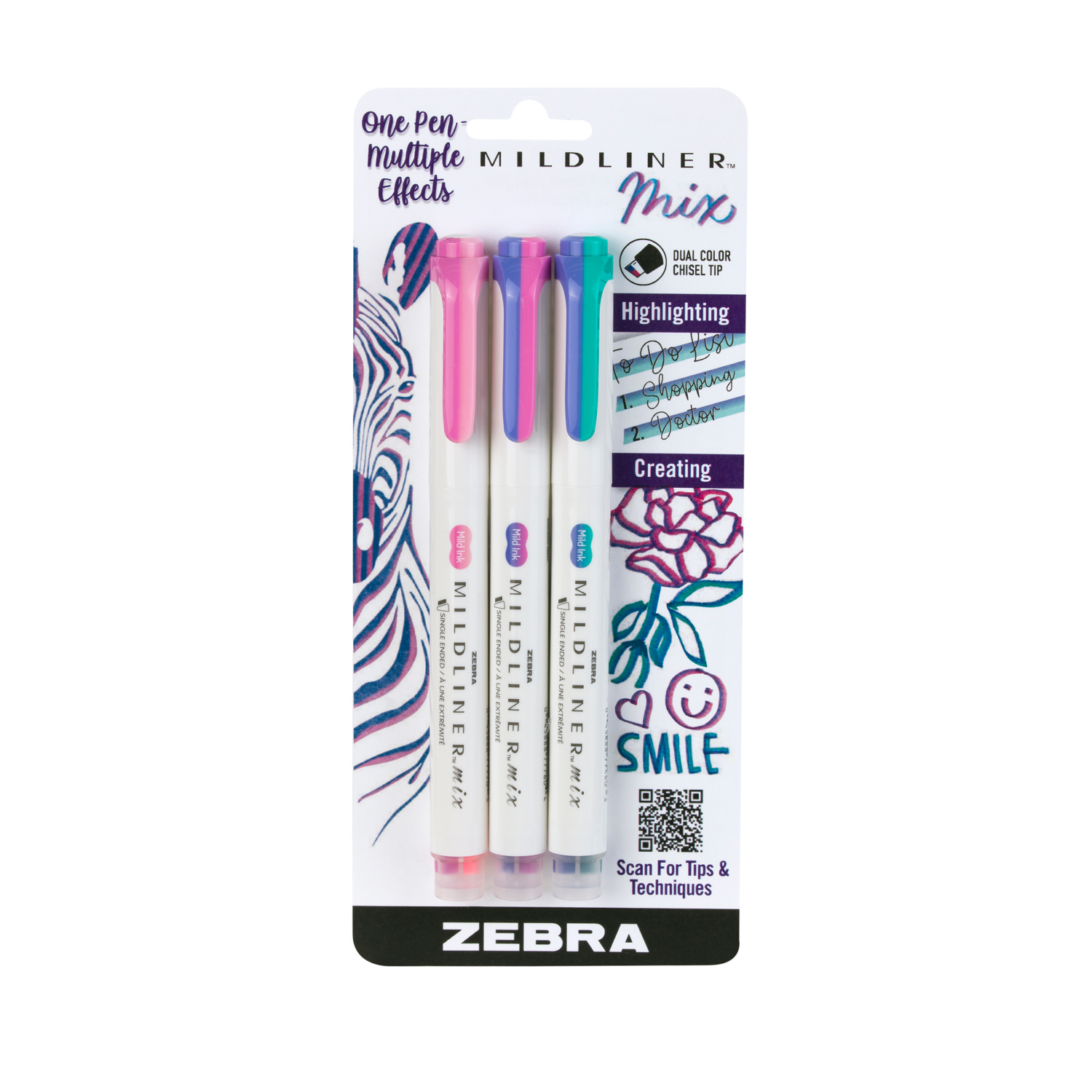 slide 1 of 4, ZEBRA Mildliner Mix Cool 3pk-NEW2024, 3 ct