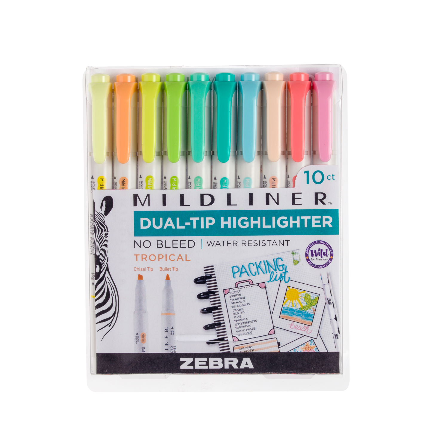 slide 1 of 6, ZEBRA Mildliner Dble End Highlighter Trop 10pk, 10 ct