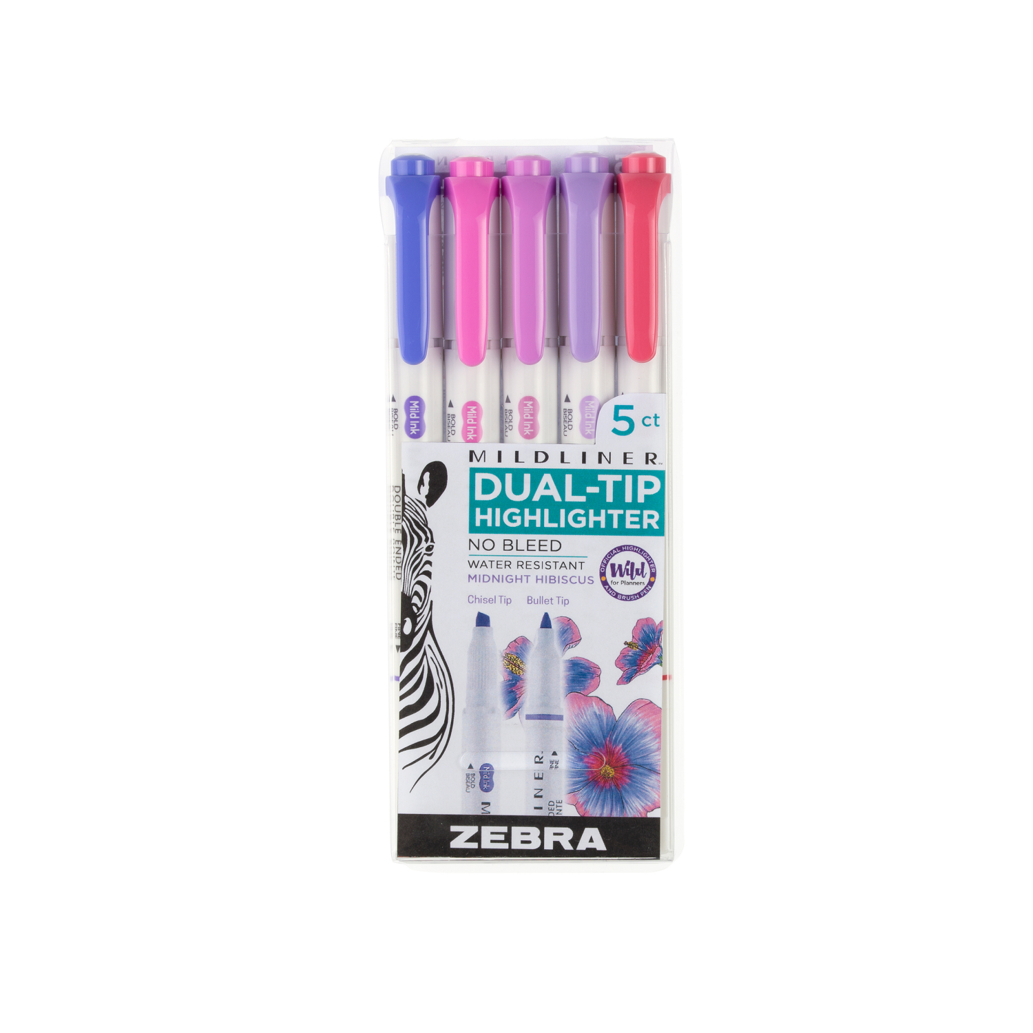 slide 1 of 4, ZEBRA Mildliner Hlt Mdn Hibiscus 5pk-24, 5 ct
