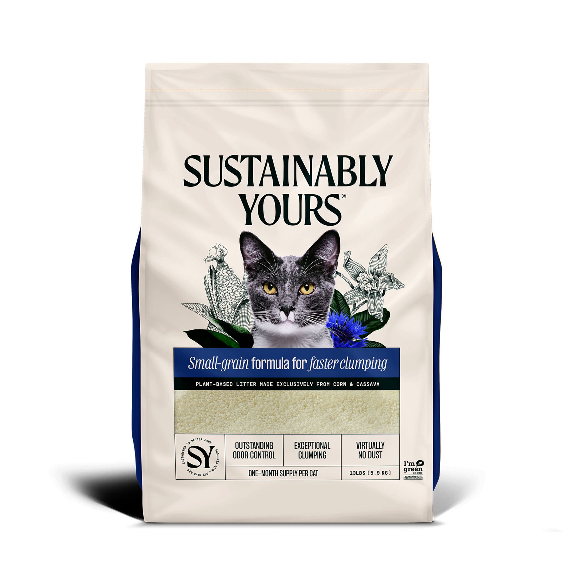 slide 1 of 1, Sustainably Yours Cat Litter Small-grain Formula, 13 lbs., 1 ct