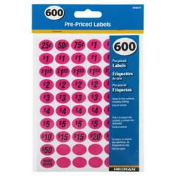 Hillman Pre-Priced Garage Sale Labels