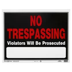 Hillman No Trespassing Sign, 15" x 19"
