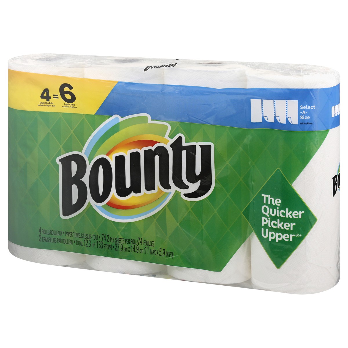slide 2 of 10, Bounty Select-A-Size White Single Plus Rolls 2-Ply Paper Towels 4 ea, 4 ct