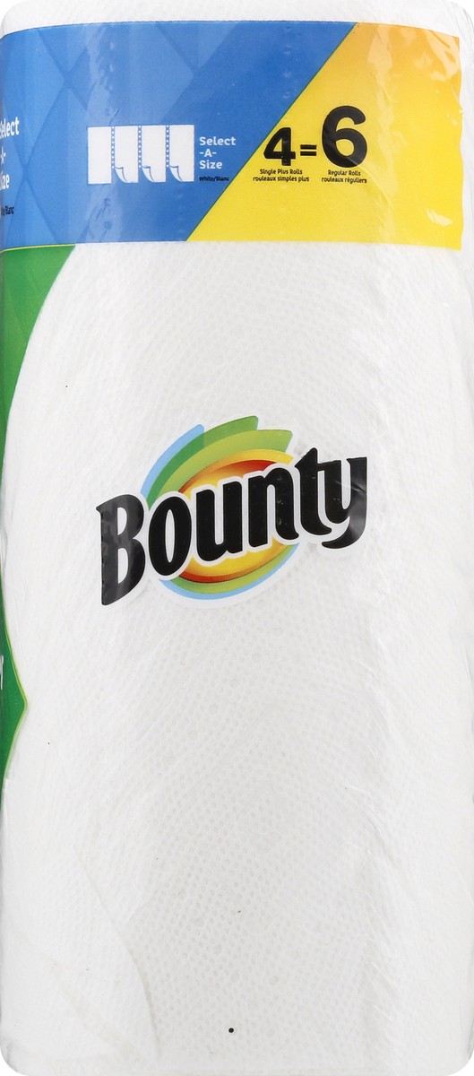 slide 6 of 10, Bounty Select-A-Size White Single Plus Rolls 2-Ply Paper Towels 4 ea, 4 ct