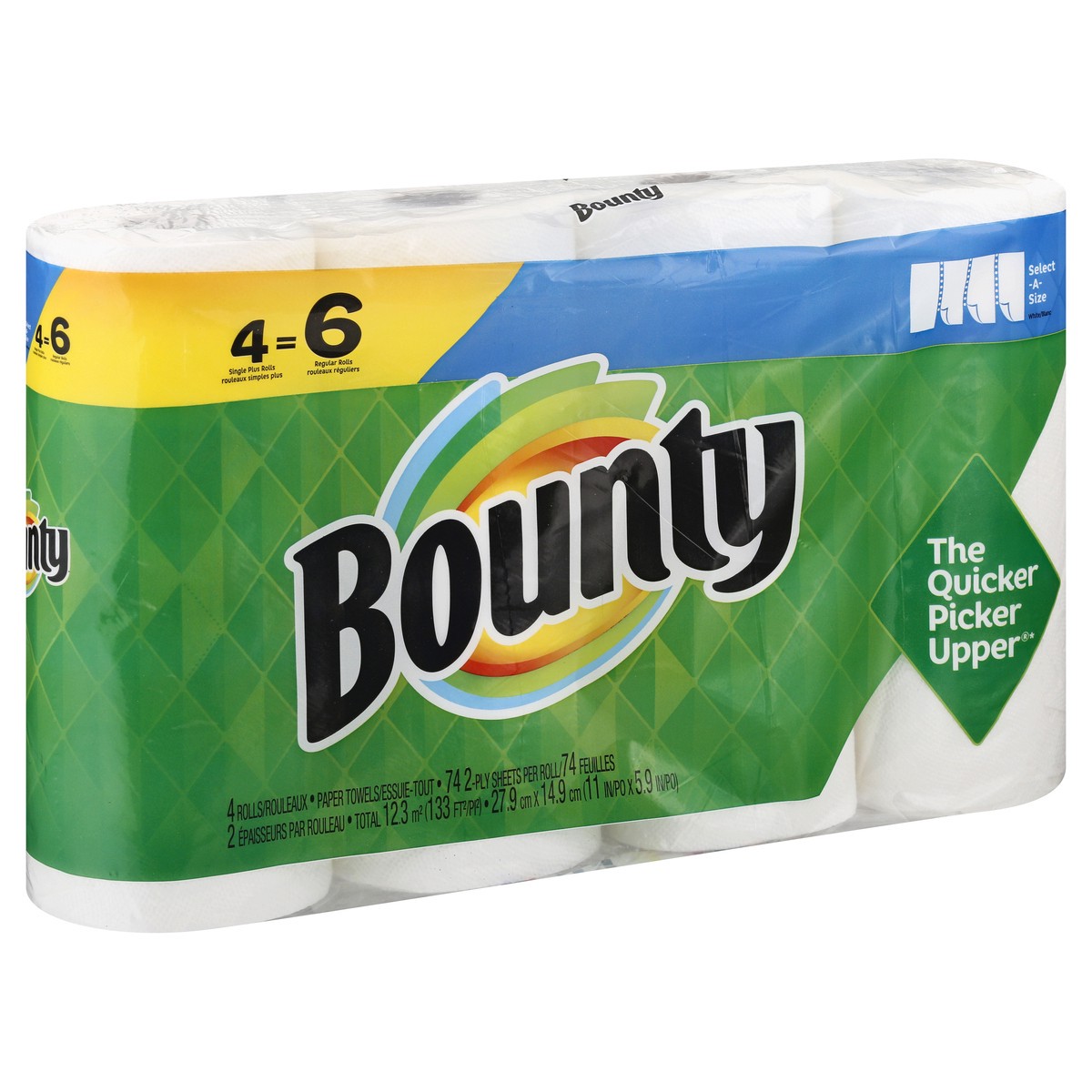 slide 8 of 10, Bounty Select-A-Size White Single Plus Rolls 2-Ply Paper Towels 4 ea, 4 ct