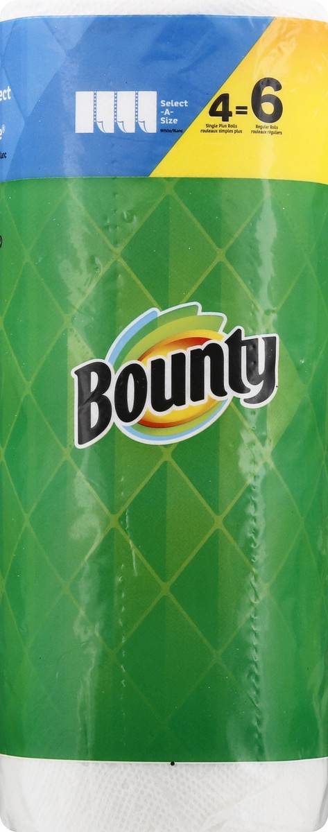 slide 9 of 10, Bounty Select-A-Size White Single Plus Rolls 2-Ply Paper Towels 4 ea, 4 ct