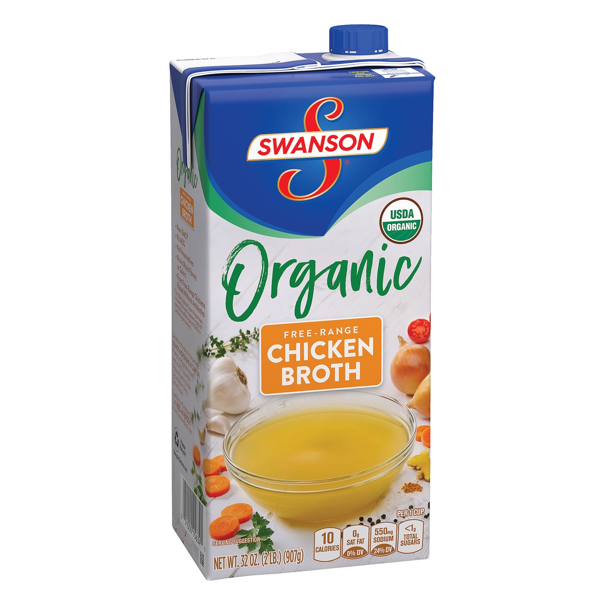 slide 2 of 10, Swanson Organic Free-Range Chicken Broth, 32 oz