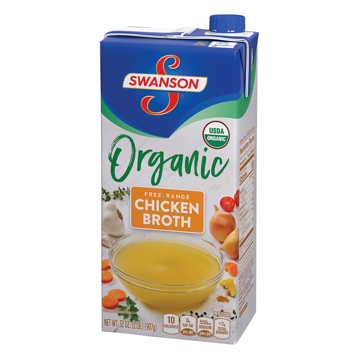 slide 3 of 10, Swanson Organic Free-Range Chicken Broth, 32 oz