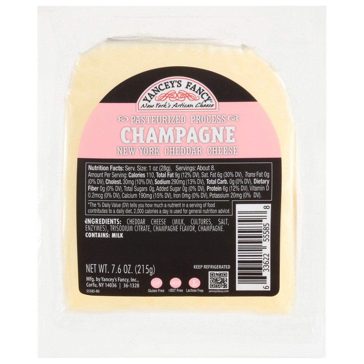 slide 1 of 1, Yancey's Fancy Champagne Cheese 7.6 oz, 7.6 oz