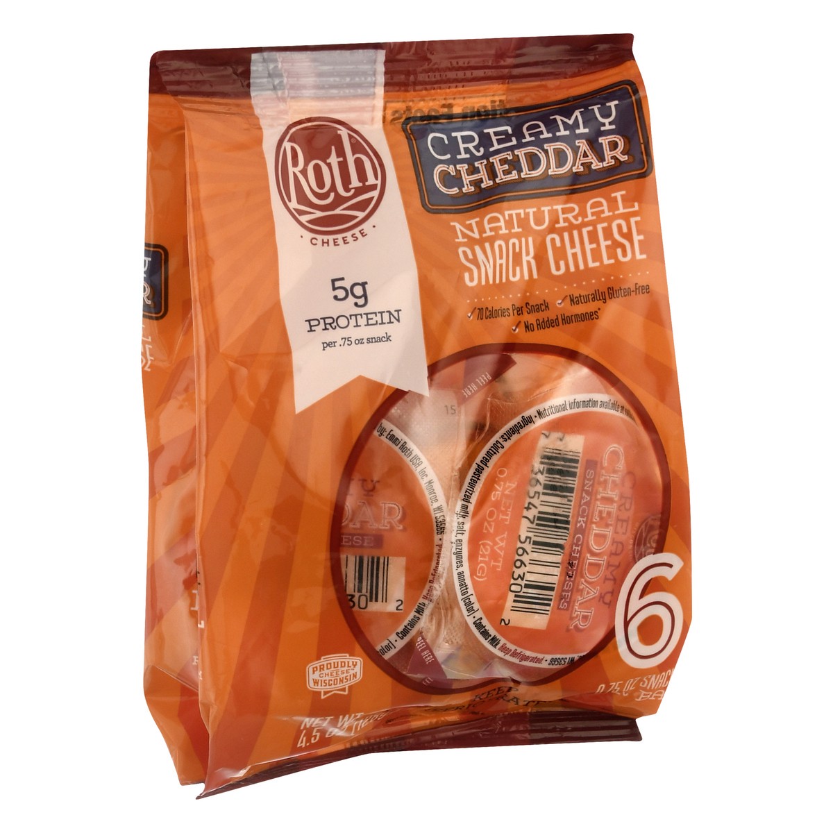 slide 2 of 9, Roth Natural Creamy Cheddar Snack Cheese 6 ea, 4.5 oz