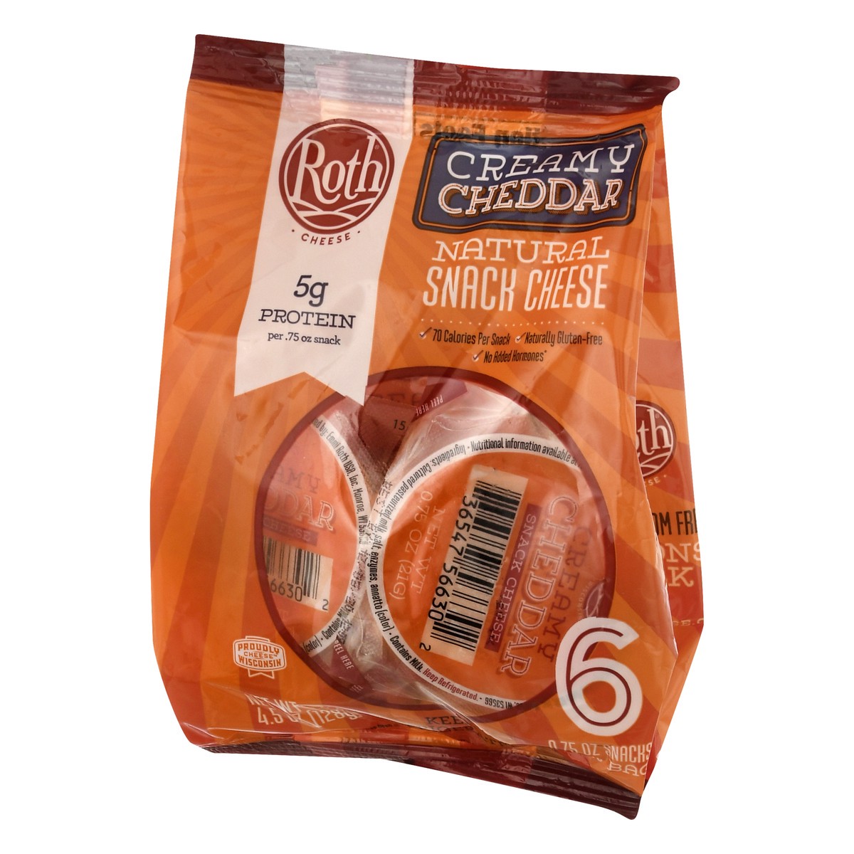 slide 3 of 9, Roth Natural Creamy Cheddar Snack Cheese 6 ea, 4.5 oz