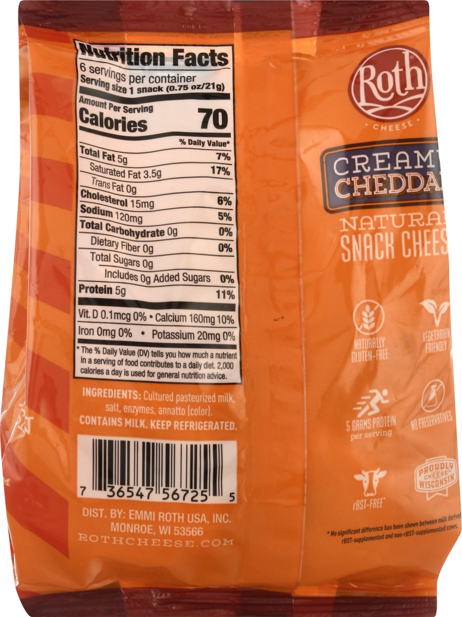 slide 5 of 9, Roth Natural Creamy Cheddar Snack Cheese 6 ea, 4.5 oz