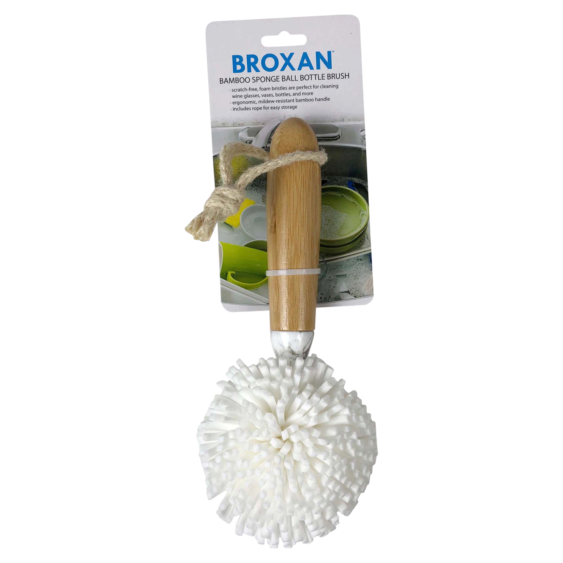 slide 1 of 1, Broxan Bamboo Sponge Ball Bottle Brush, 1 ct