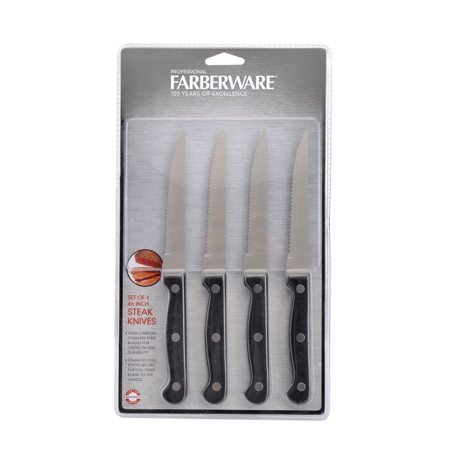 slide 2 of 3, Farberware Traditions Stamped Triple Rivet Steak Knives, 4 cups