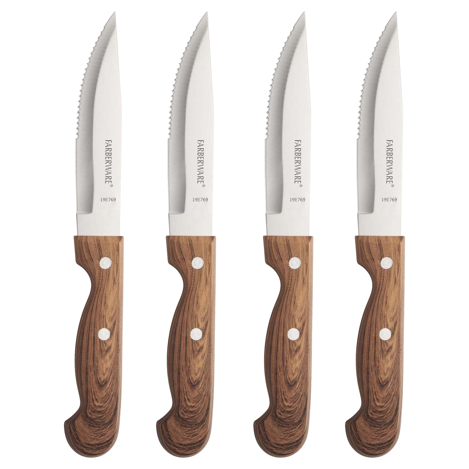 slide 1 of 1, Farberware Pecan Wood Inspired Steak Knife Set, 4 ct