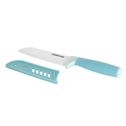 COLOURWORKS Ceramic Santoku Knife, 5&quot;, Aqua