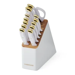 Farberware® Slim Cutlery Set White with Gold Trim and Endcaps