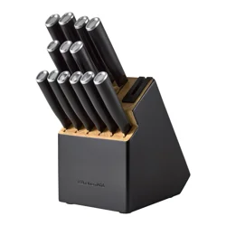 KitchenAid 14pc 2-Tone Block Knife Set Black