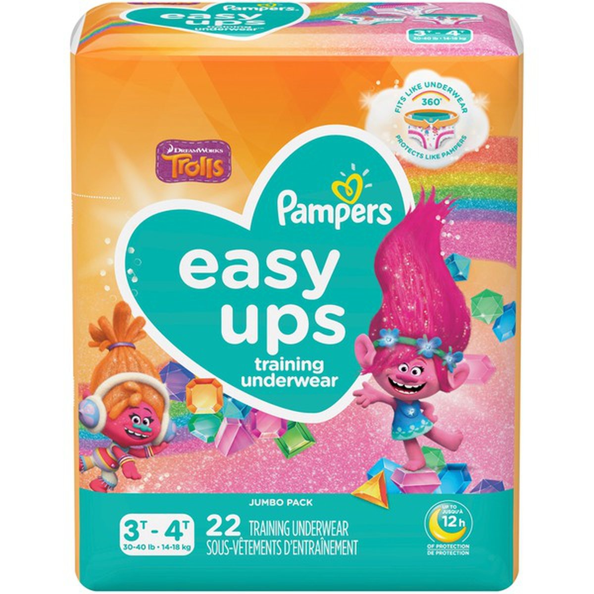 slide 1 of 1, Pampers Easy Ups Training Underwear Girls Size 5 3T-4T, 22 ct