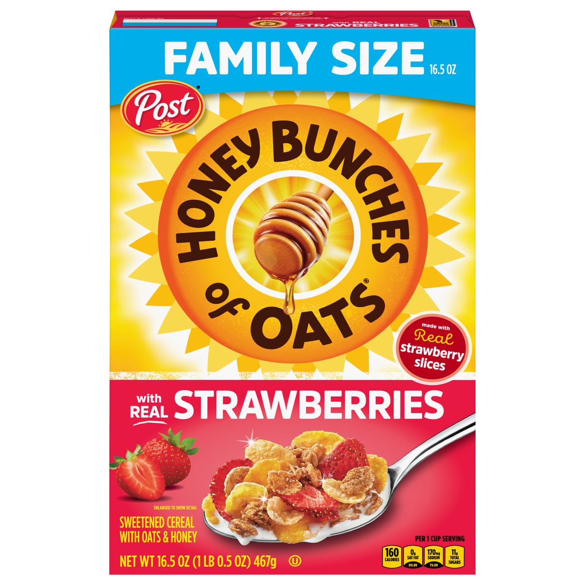 slide 1 of 12, Honey Bunches of Oats Family Size Strawberries Cereal 16.5 oz, 16.5 oz