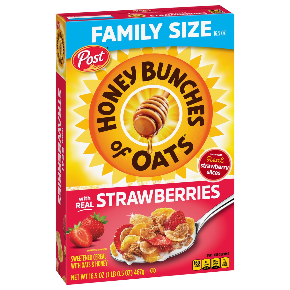 slide 9 of 12, Honey Bunches of Oats Family Size Strawberries Cereal 16.5 oz, 16.5 oz