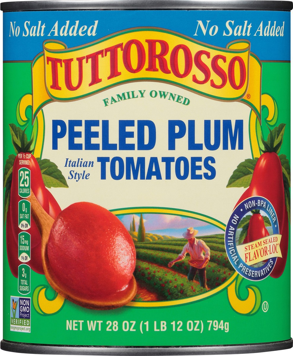 slide 6 of 7, Tuttorosso All Natural No Salt Added Italian Style Peeled Plum Tomatoes, 28 oz