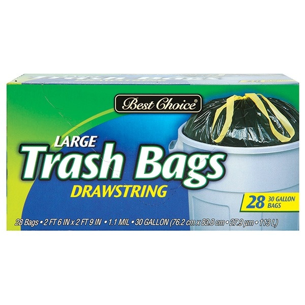 slide 1 of 1, Best Choice Large Drawstring Trash Bags, 28 ct; 30 gal