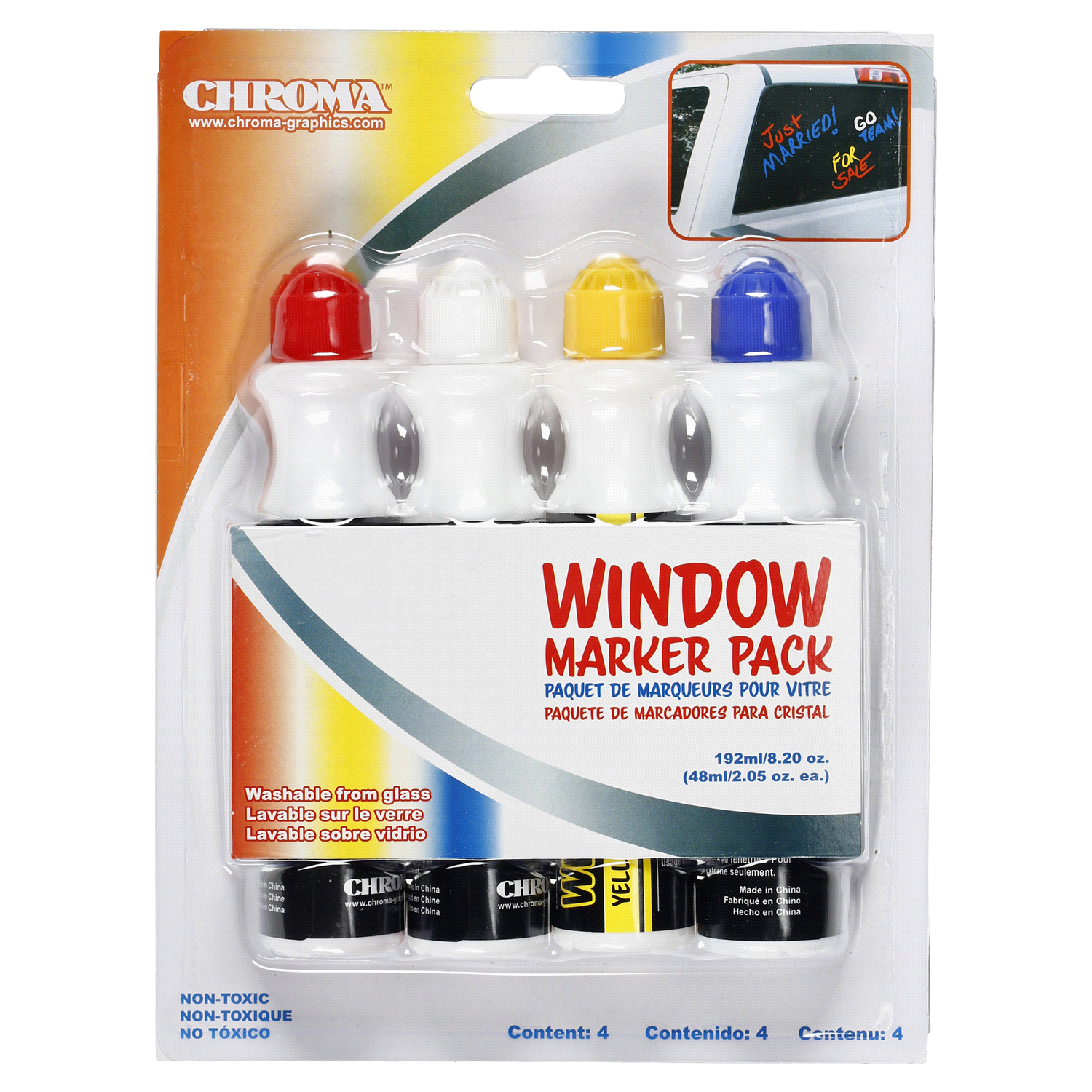 slide 1 of 1, CHROMA Window Markers (4 pack), 4 ct