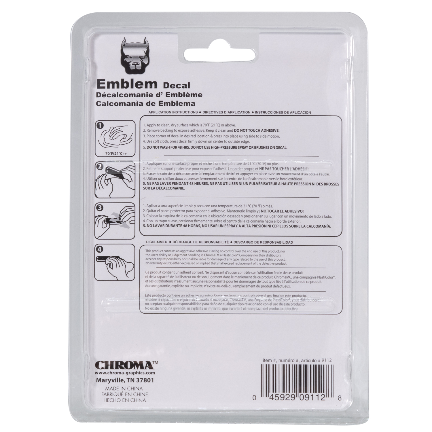 slide 2 of 2, Chroma Black & Chrome Pitbull Injected Emblem Decal, 1 ct